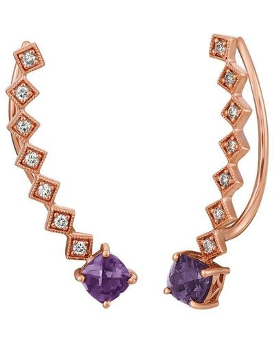 Le Vian Grape Amethysttm 14k Rose Gold 1.09 Ct. Tw. Diamond & Grape Amethysttm Climber Earrings - Pink