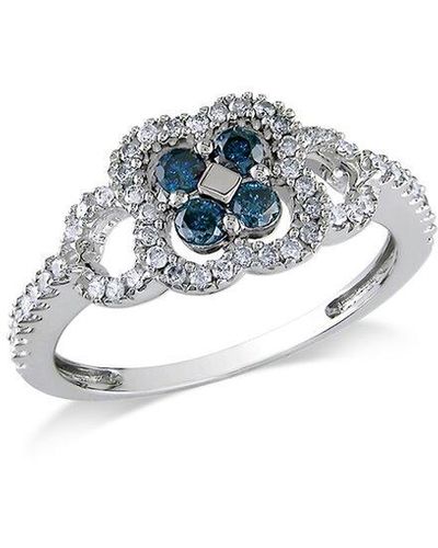 Rina Limor 14k 0.49 Ct. Tw. Diamond Flower Ring - Blue