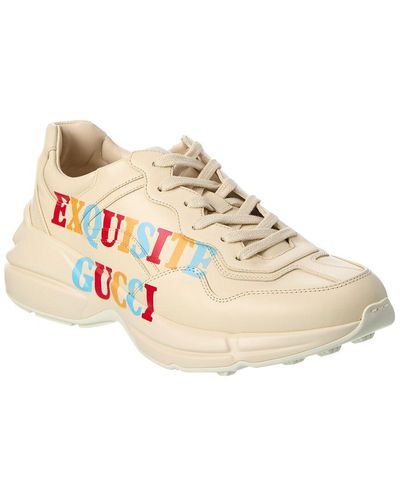 Gucci Rhyton Exquisite Leather Trainer - Natural