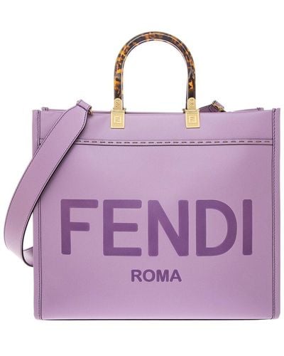 Fendi Sunshine Medium Leather Tote - Purple