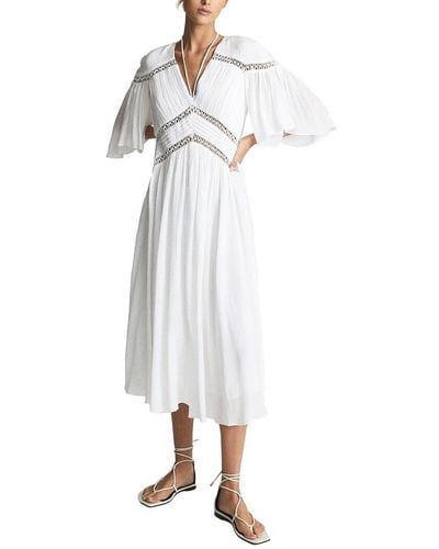 Reiss Delphine Macrame Insert Dress - White