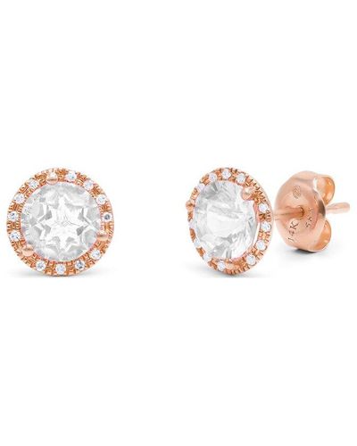 Diana M. Jewels Fine Jewelry 14k Rose Gold 1.66 Ct. Tw. Diamond & White Topaz Halo Studs - Pink