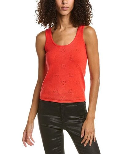 Monrow Pointelle Heart Wool & Cashmere-blend Tank - Red
