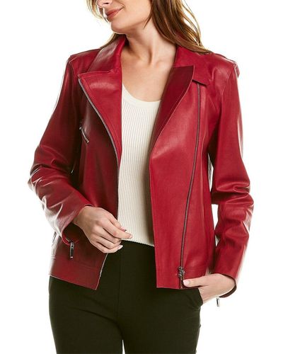 Lafayette 148 New York Aisling Leather Jacket - Red