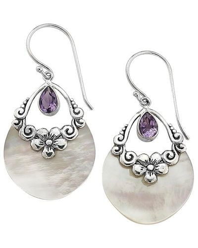 Samuel B. Silver Amethyst & Mother-of-pearl Earrings - Metallic