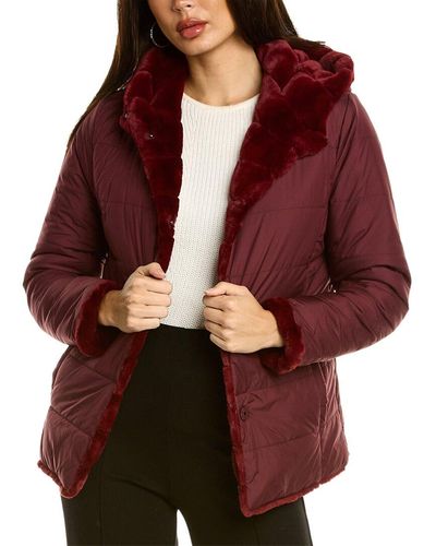 Adrienne Landau Reversible Hooded Jacket - Red