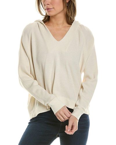 James Perse Thermal Knit Split Front Hoodie - Natural