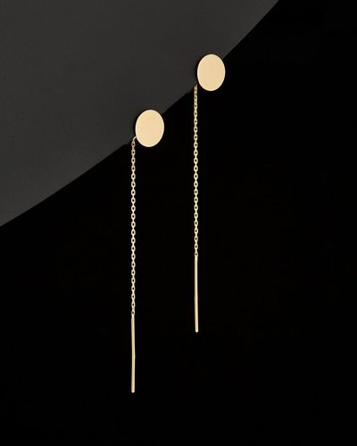 Italian Gold 14k Disc Threader Earrings - Black