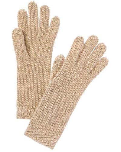 Phenix Honeycomb Knit Cashmere Gloves - White