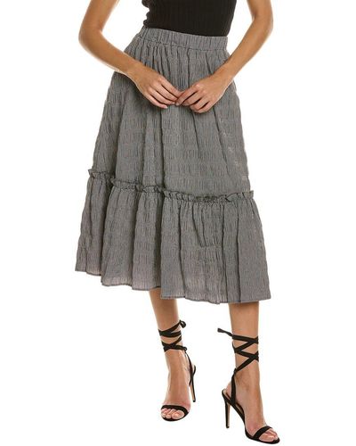 Tahari Printed Maxi Skirt - Gray