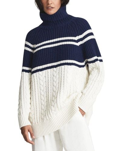 Reiss Scarlett Colorblocked Pattern Wool-blend Sweater - Blue
