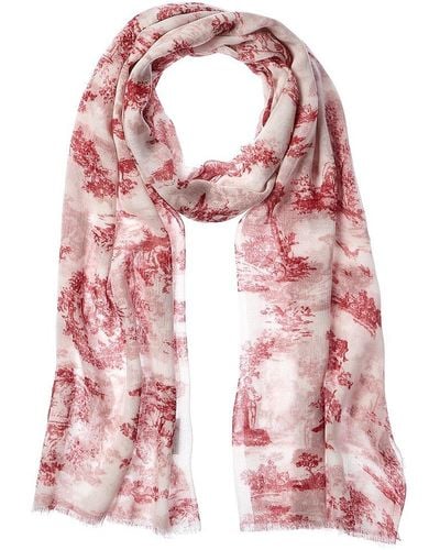Blue Pacific English Colonial Silk-blend Scarf - Pink