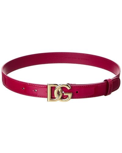 Dolce & Gabbana Dg Logo Patent Belt - Red