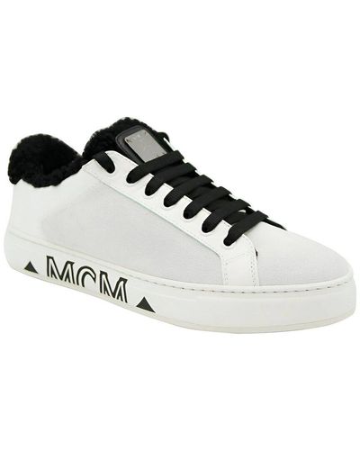MCM Canvas & Shearling Sneaker - Black
