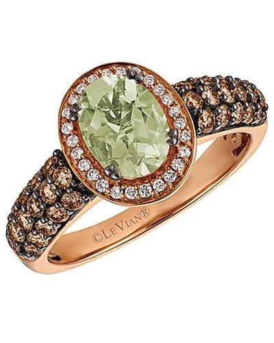 Le Vian Le Vian 14k Rose Gold 1.82 Ct. Tw. Diamond & Mint Julep Quartz Ring - White