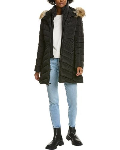 Laundry by Shelli Segal Chevron Quilted Coat - Black