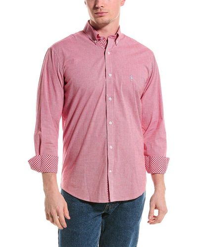 Tailorbyrd Gingham Stretch Shirt - Pink