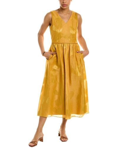 Lafayette 148 New York Lansing Linen & Silk-blend Dress - Yellow