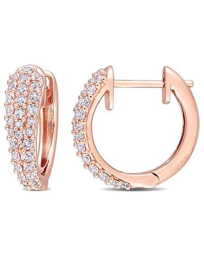 Rina Limor 10k Rose Gold 0.83 Ct. Tw. White Sapphire Clip-on Earrings - Pink