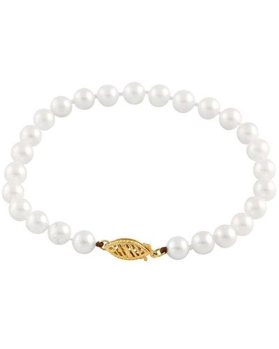 Splendid 14k 5-6mm Akoya Pearl Bracelet - White