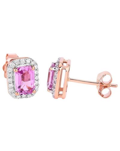 Diana M. Jewels Fine Jewelry 14k Rose Gold 1.46 Ct. Tw. Diamond & Pink Sapphire Studs