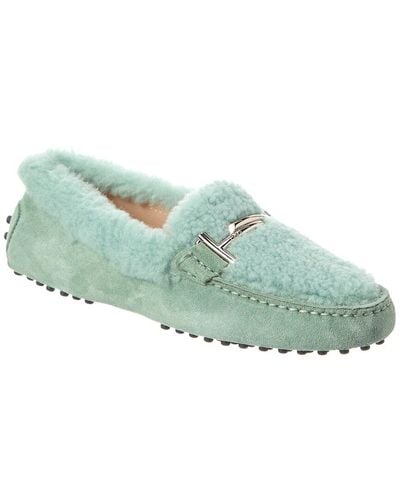 Tod's Suede & Shearling Loafer - Green