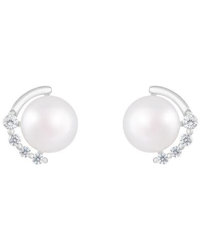 Splendid Silver 7.5-8mm Pearl Earrings - White