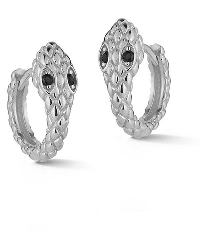 Glaze Jewelry Rhodium Plated Cz Snake Huggie Earrings - Metallic