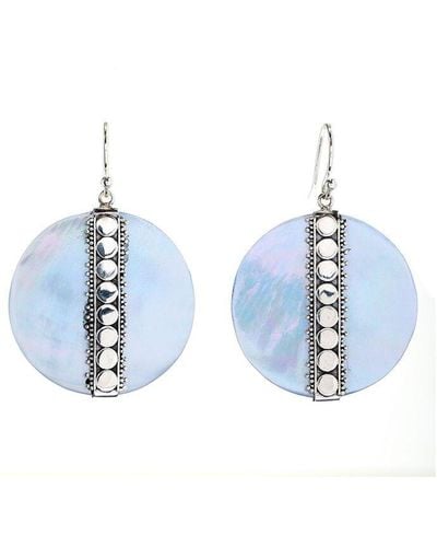 Samuel B. Silver Pearl Dot Earrings - Blue