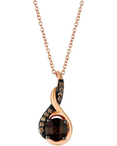 Le Vian ® 14k Strawberry Gold 1.02 Ct. Tw. Diamond & Smoky Quartz Pendant Necklace - Metallic