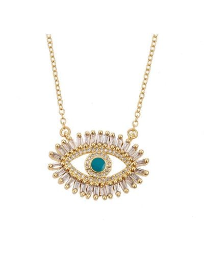 Eye Candy LA The Luxe Collection 14k Over Silver Cz Evil Eye Necklace - White