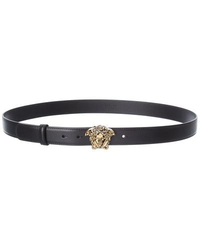 Versace Palazzo Buckle Leather Belt - Blue