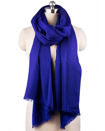 Saachi Eyelash Cashmere & Silk-blend Scarf - Blue