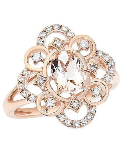 Diana M. Jewels Fine Jewellery 14k Rose Gold 0.89 Ct. Tw. Diamond & Marganet Ring - White