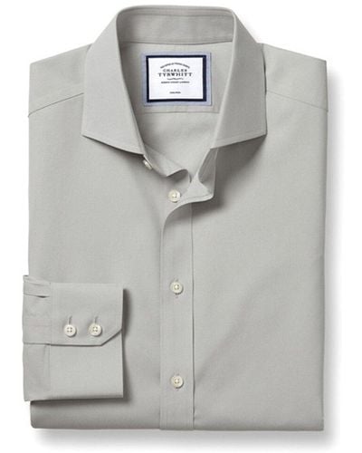 Charles Tyrwhitt Non-iron Poplin Cutaway Extra Slim Fit Shirt - Gray