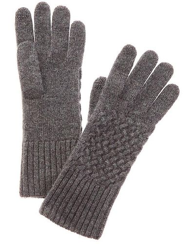 Hannah Rose Basket Weave Stitch Cashmere Gloves - Gray