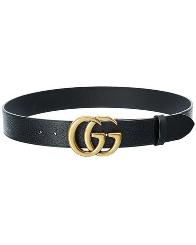 Jet Black Leather Gucci Belts For Man