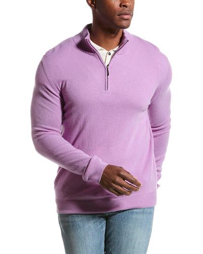 Forte 1/4-zip Cashmere Mock Sweater - Purple