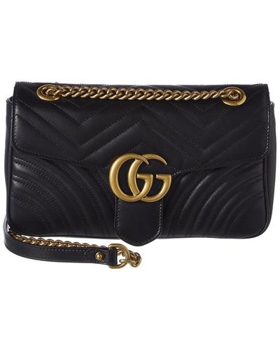 Gucci GG Marmont Small Matelasse Leather Shoulder Bag - Black
