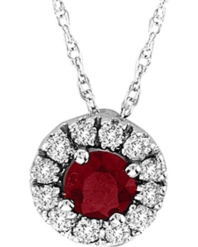 Suzy Levian 14k 0.48 Ct. Tw. Diamond & Ruby Pendant Necklace - Red