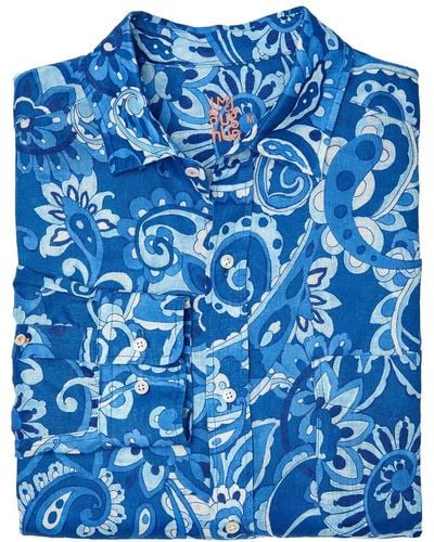 J.McLaughlin J. Mclaughlin Meadowood Gramercy Linen Shirt - Blue