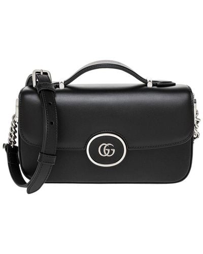 Gucci Petite Mini GG Leather Shoulder Bag - Black