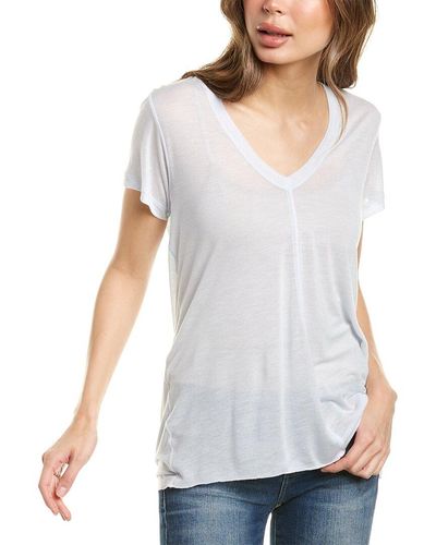Helmut Lang Deep V-neck Silk-blend T-shirt - White