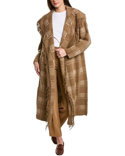 NAADAM Plaid Jacquard Wool Coat - Brown
