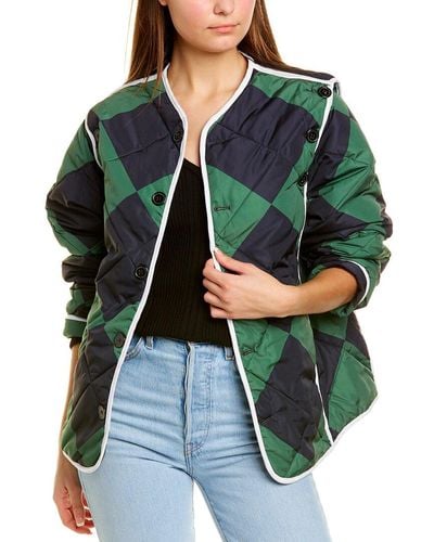 Beulah London Diamond Quilted Jacket - Green