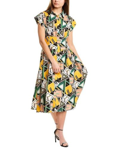 Gracia Geometric Print Midi Dress - Yellow