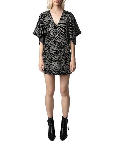 Zadig & Voltaire Rilena Velvet Sparkle Silk-blend Mini Dress - Black