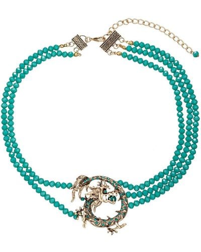 Eye Candy LA Dragon Beaded Necklace - Blue