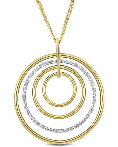 Diamond Select Cuts 14K Two-Tone 1.26 Ct. Tw. Diamond Circle Necklace (Authentic Pre-Owned) - Metallic