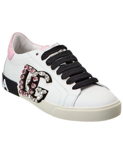 Dolce & Gabbana - Portofino spike-stud Low-top Sneakers - Women - Lambskin/Polyester/RubberGoat Skin/Calf Leather/Rubber - 36 - Black